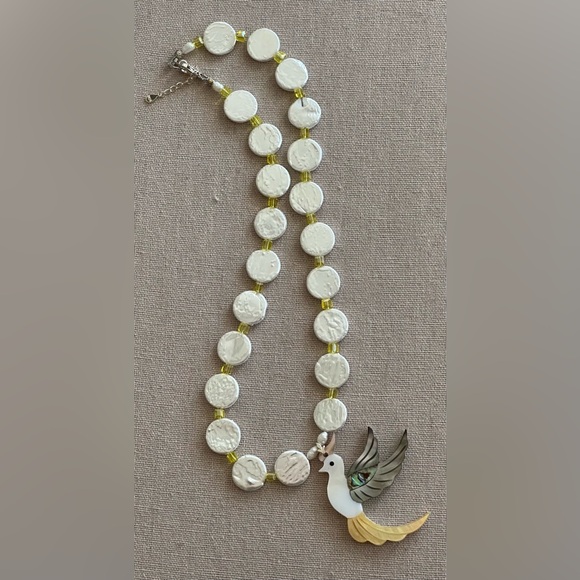 22-1/2 inch Freshwater Pearl Coin bead necklace NWOT - Picture 2 of 12